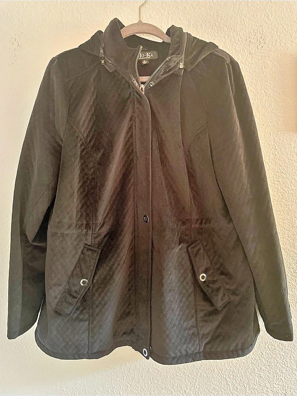 Mo-Ka Quilted Hooded Utility Jacket in Black Size XL